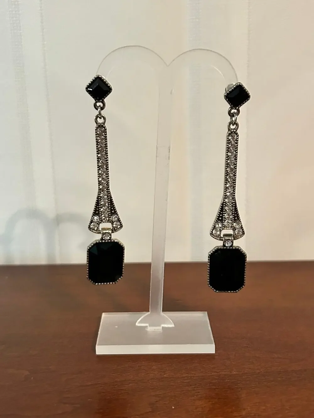 Vintage Flapper Style Dangle Earrings 1920s Gatsby Art Deco 3 Inch Drop